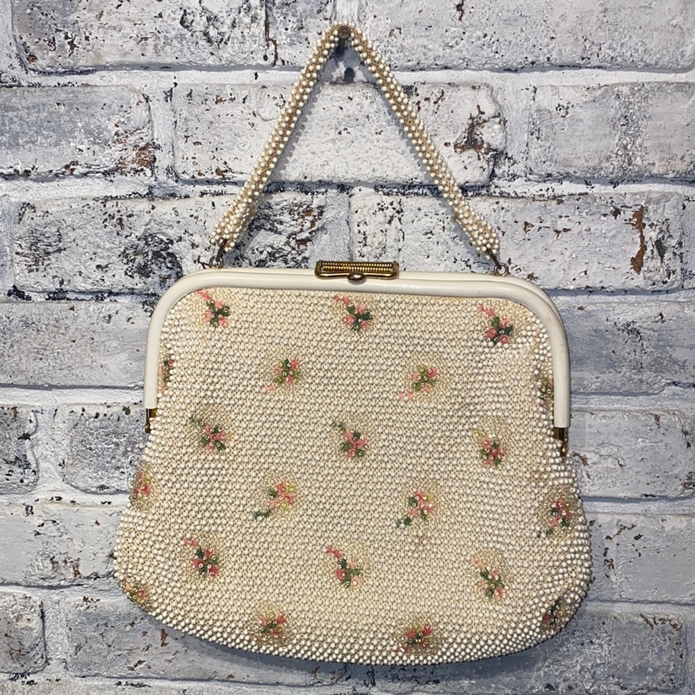 Beaded Floral Handbag Purse - Picture 4 of 15